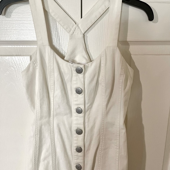 BCBG White Denim Button Down Mini Dress - Picture 2 of 6